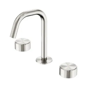 Nero Serenity Basin Set Arc Spout With Metal Handle Brushed Nickel by Nero Tapware, a Bathroom Taps & Mixers for sale on Style Sourcebook