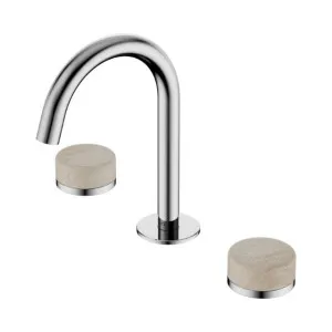 Nero Serenity Basin Set Arc Spout With Rome Travertine Handle Chrome by Nero Tapware, a Bathroom Taps & Mixers for sale on Style Sourcebook