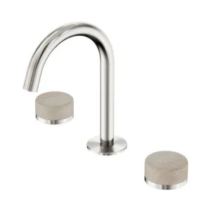 Nero Serenity Basin Set Arc Spout With Rome Travertine Handle Brushed Nickel by Nero Tapware, a Bathroom Taps & Mixers for sale on Style Sourcebook