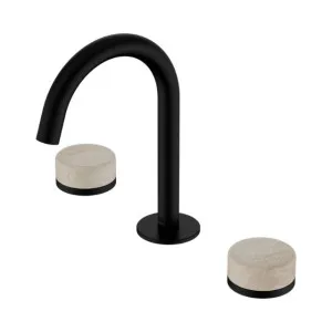 Nero Serenity Basin Set Arc Spout With Rome Travertine Handle Matte Black by Nero Tapware, a Bathroom Taps & Mixers for sale on Style Sourcebook