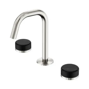 Nero Serenity Basin Set Edge Spout With Marquina Black Handle Brushed Nickel by Nero Tapware, a Bathroom Taps & Mixers for sale on Style Sourcebook