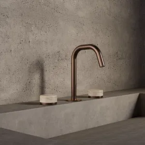 Nero Serenity Basin Set Edge Spout With Rome Travertine Handle Brushed Bronze by Nero Tapware, a Bathroom Taps & Mixers for sale on Style Sourcebook
