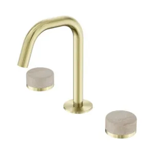 Nero Serenity Basin Set Edge Spout With Rome Travertine Handle Brushed Gold by Nero Tapware, a Bathroom Taps & Mixers for sale on Style Sourcebook