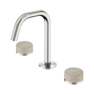 Nero Serenity Basin Set Edge Spout With Rome Travertine Handle Brushed Nickel by Nero Tapware, a Bathroom Taps & Mixers for sale on Style Sourcebook