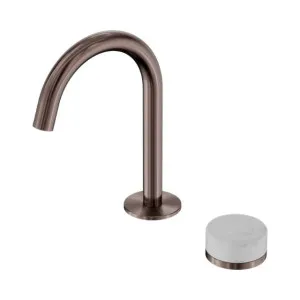 Nero Serenity Progressive Basin Mixer Arc Spout With Carrara Handle Brushed Bronze by Nero Tapware, a Bathroom Taps & Mixers for sale on Style Sourcebook