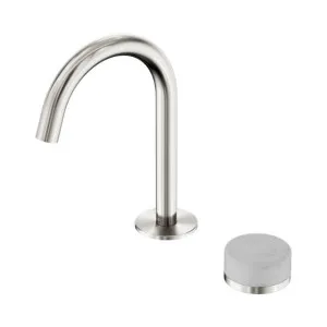 Nero Serenity Progressive Basin Mixer Arc Spout With Carrara Handle Brushed Nickel by Nero Tapware, a Bathroom Taps & Mixers for sale on Style Sourcebook