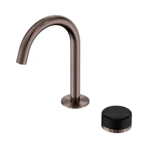Nero Serenity Progressive Basin Mixer Arc Spout With Marquina Black Handle Brushed Bronze by Nero Tapware, a Bathroom Taps & Mixers for sale on Style Sourcebook