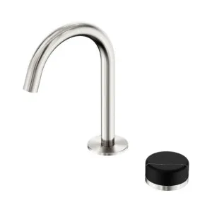 Nero Serenity Progressive Basin Mixer Arc Spout With Marquina Black Handle Brushed Nickel by Nero Tapware, a Bathroom Taps & Mixers for sale on Style Sourcebook