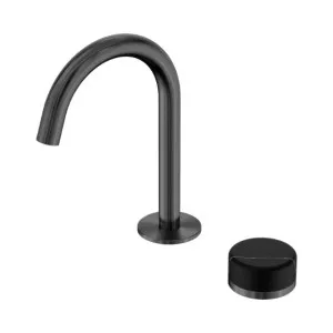 Nero Serenity Progressive Basin Mixer Arc Spout With Marquina Black Handle Gun Metal by Nero Tapware, a Bathroom Taps & Mixers for sale on Style Sourcebook