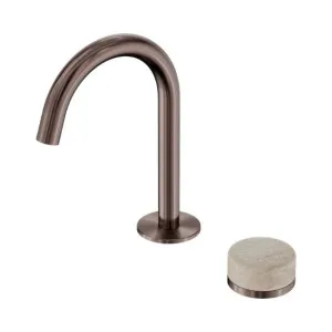 Nero Serenity Progressive Basin Mixer Arc Spout With Rome Travertine Handle Brushed Bronze by Nero Tapware, a Bathroom Taps & Mixers for sale on Style Sourcebook