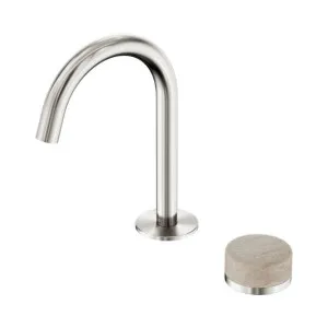 Nero Serenity Progressive Basin Mixer Arc Spout With Rome Travertine Handle Brushed Nickel by Nero Tapware, a Bathroom Taps & Mixers for sale on Style Sourcebook