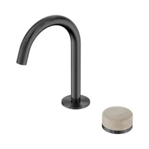 Nero Serenity Progressive Basin Mixer Arc Spout With Rome Travertine Handle Gun Metal by Nero Tapware, a Bathroom Taps & Mixers for sale on Style Sourcebook