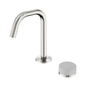 Nero Serenity Progressive Basin Mixer Edge Spout With Carrara Handle Brushed Nickel by Nero Tapware, a Bathroom Taps & Mixers for sale on Style Sourcebook