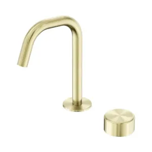 Nero Serenity Progressive Basin Mixer Edge Spout With Metal Handle Brushed Gold by Nero Tapware, a Bathroom Taps & Mixers for sale on Style Sourcebook