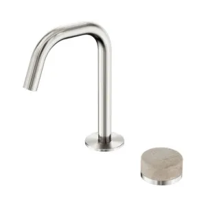 Nero Serenity Progressive Basin Mixer Edge Spout With Rome Travertine Handle Brushed Nickel by Nero Tapware, a Bathroom Taps & Mixers for sale on Style Sourcebook
