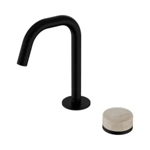 Nero Serenity Progressive Basin Mixer Edge Spout With Rome Travertine Handle Matte Black by Nero Tapware, a Bathroom Taps & Mixers for sale on Style Sourcebook