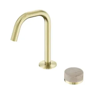 Nero Serenity Progressive Basin Mixer Edge Spout With Rome Travertine Handle Brushed Gold by Nero Tapware, a Bathroom Taps & Mixers for sale on Style Sourcebook