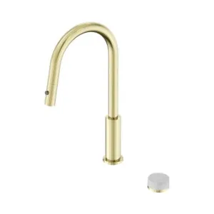 Nero Serenity Progressive Pull Out Kitchen Set With Carrara Handle Brushed Gold by Nero Tapware, a Kitchen Taps & Mixers for sale on Style Sourcebook