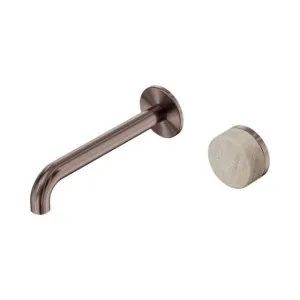 Nero Serenity Progressive Wall Basin Mixer 185mm Spout With Rome Travertine Handle Brushed Bronze by Nero Tapware, a Bathroom Taps & Mixers for sale on Style Sourcebook