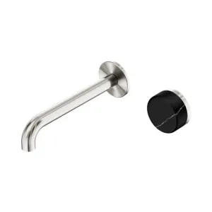Nero Serenity Progressive Wall Basin Mixer 220mm Spout With Marquina Black Handle Brushed Nickel by Nero Tapware, a Bathroom Taps & Mixers for sale on Style Sourcebook