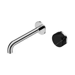 Nero Serenity Progressive Wall Basin Mixer 220mm Spout With Marquina Black Handle Chrome by Nero Tapware, a Bathroom Taps & Mixers for sale on Style Sourcebook