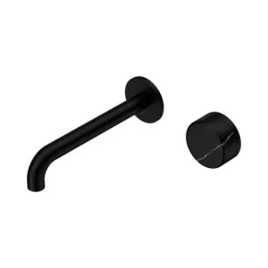 Nero Serenity Progressive Wall Basin Mixer 220mm Spout With Marquina Black Handle Matte Black by Nero Tapware, a Bathroom Taps & Mixers for sale on Style Sourcebook