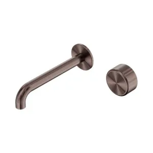 Nero Serenity Progressive Wall Basin Mixer 220mm Spout With Metal Handle Brushed Bronze by Nero Tapware, a Bathroom Taps & Mixers for sale on Style Sourcebook
