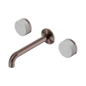 Nero Serenity Wall Basin Set 220mm Spout With Carrara Handle Brushed Bronze by Nero Tapware, a Bathroom Taps & Mixers for sale on Style Sourcebook