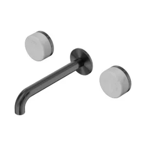 Nero Serenity Wall Basin Set 220mm Spout With Carrara Handle Gun Metal by Nero Tapware, a Bathroom Taps & Mixers for sale on Style Sourcebook