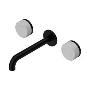 Nero Serenity Wall Basin Set 220mm Spout With Carrara Handle Matte Black by Nero Tapware, a Bathroom Taps & Mixers for sale on Style Sourcebook