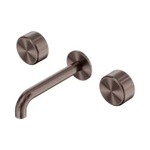 Nero Serenity Wall Basin Set 220mm Spout With Metal Handle Brushed Bronze by Nero Tapware, a Bathroom Taps & Mixers for sale on Style Sourcebook