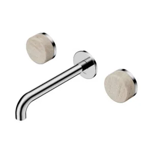Nero Serenity Wall Basin Set 220mm Spout With Rome Travertine Handle Chrome by Nero Tapware, a Bathroom Taps & Mixers for sale on Style Sourcebook