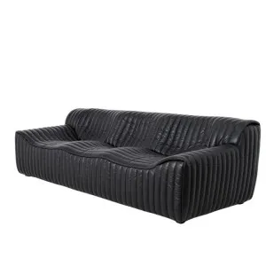 Duvina 3 Seater Sofa - Black Leather by Interior Secrets - AfterPay Available by Interior Secrets, a Sofas for sale on Style Sourcebook