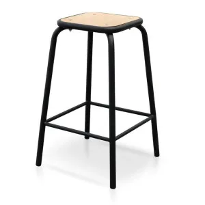 Ex Display - Dawson Bar Stool With Natural Timber Seat - Black Frame - Last One by Interior Secrets - AfterPay Available by Interior Secrets, a Bar Stools for sale on Style Sourcebook