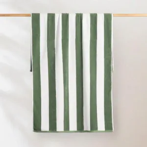 Striped Cabana Beach Towel - Cotton Terry, Green - Canningvale by Canningvale_Cabana, a Sheets for sale on Style Sourcebook