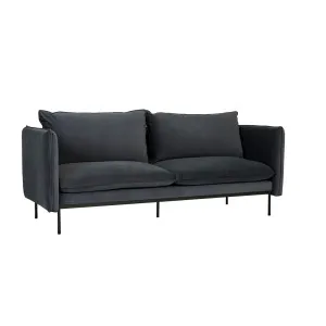 Vittoria Curve 3 Seater Sofa - Nocturne Velvet - Black Metal by null, a Sofas for sale on Style Sourcebook