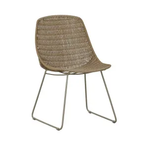 Normandy Sleigh Dining Chair - Pebble Weave - Platinum by null, a Chairs for sale on Style Sourcebook