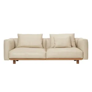 Tolv Islet 3 Seater Sofa - Limestone Leather - Light Oak by null, a Sofas for sale on Style Sourcebook