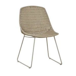 Normandy Sleigh Dining Chair - Oyster Weave - Linen Metal by null, a Chairs for sale on Style Sourcebook