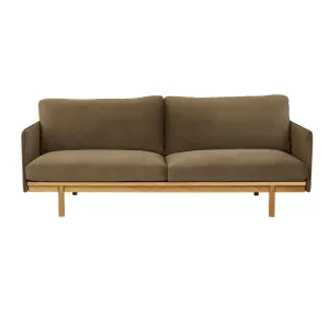 Tolv Pensive 2 Seater Sofa - Olive Nano-Suede - Light Oak by null, a Sofas for sale on Style Sourcebook