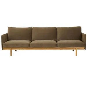 Tolv Pensive 3 Seater Sofa - Olive Nano-Suede - Light Oak by null, a Sofas for sale on Style Sourcebook