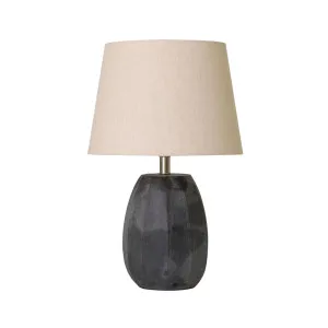 Emery Drum Table Lamp Small - Slate - Natural by null, a Table & Bedside Lamps for sale on Style Sourcebook