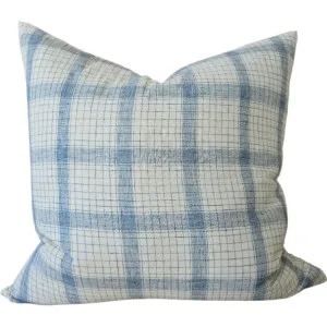 Dylan Linen Cushion 55cm Square - Plaid Blue by null, a Cushions, Decorative Pillows for sale on Style Sourcebook