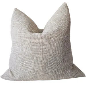 Marly Yarn Dyed Linen Woven Cushion 55cm Square - Natural White Geometric by null, a Cushions, Decorative Pillows for sale on Style Sourcebook