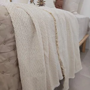 Danica Linen Cotton Woven Throw 150x220cm - White | Ivory by null, a Cushions, Decorative Pillows for sale on Style Sourcebook