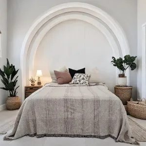 PREORDER MID AUGUST DROP | Aurelia Linen Cotton Heavyweight Jacquard Bed Cover Massive Blanket 245cm x 250cm - Bole Brown | Natural by null, a Quilts & Bedspreads for sale on Style Sourcebook