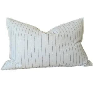 PREORDER MID AUGUST DROP | Everly Pure Linen Cushion 40x60cm Lumbar - White | Black Striped by null, a Cushions, Decorative Pillows for sale on Style Sourcebook