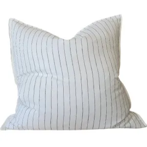 PREORDER MID AUGUST DROP | Everly Pure Linen Cushion 55cm Square - White | Black Striped by null, a Cushions, Decorative Pillows for sale on Style Sourcebook