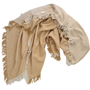 PREORDER MID AUGUST DROP | Everly Pure Linen Fringe Reversible Throw 140cm x 220cm - Peach Yellow by null, a Cushions, Decorative Pillows for sale on Style Sourcebook
