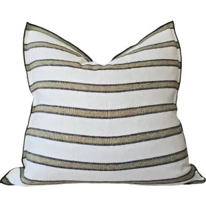 Lola Pure Linen Cushion 55cm Square -  Olive Green & Black Striped | White Base by null, a Cushions, Decorative Pillows for sale on Style Sourcebook